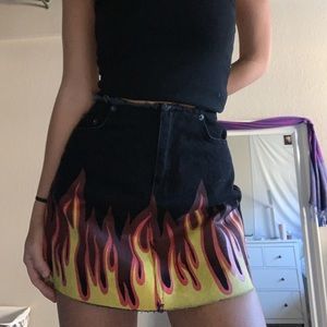 Carmar Denim Flame Painted Skirt